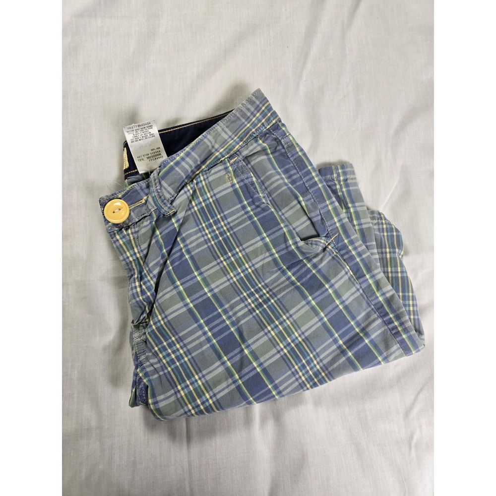 Levis Shorts Womens 6 Blue Green Plaid Cotton Chino Bermuda Summer Casual